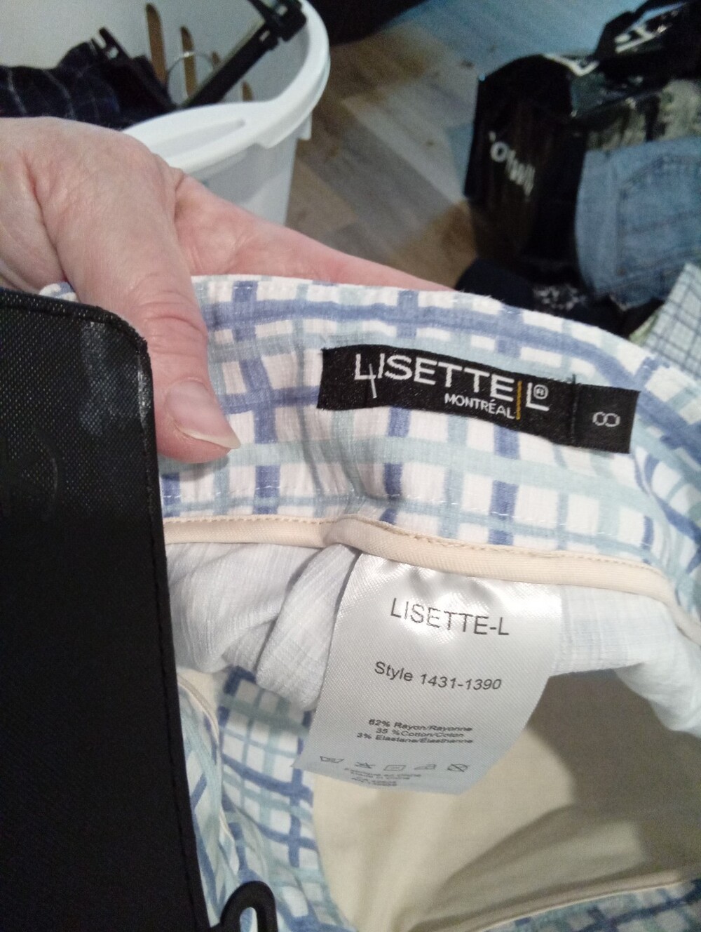 Lisette L Montreal Pastel Blue&White Grid 26" Crop Tummy Control Technology 8&10 - Picture 5 of 13